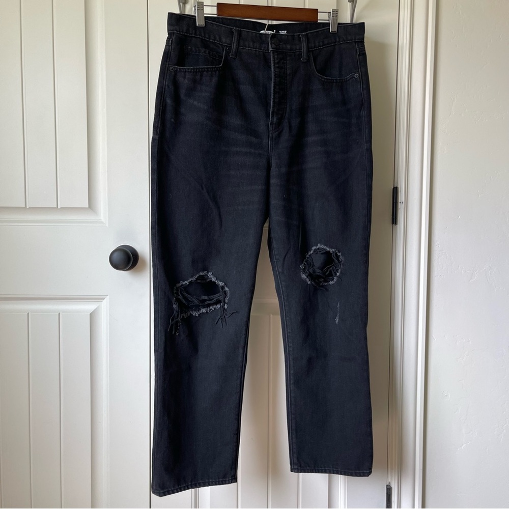 Old Navy Black Relaxed Jeans with Distressed Knees